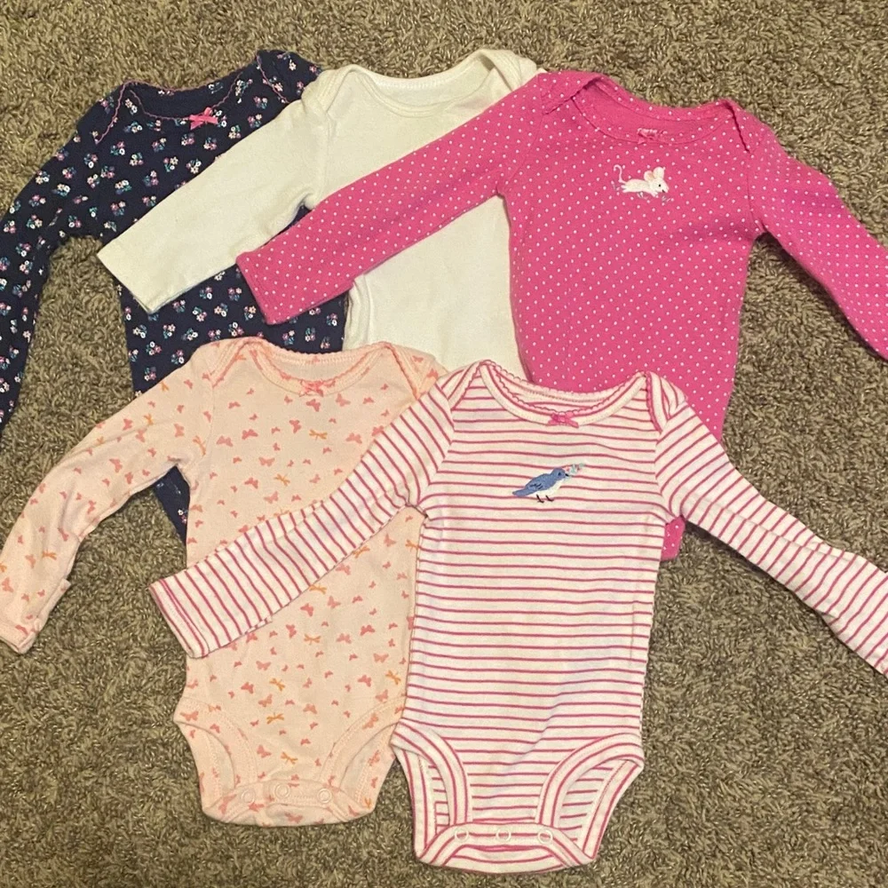 Baby Girl Long Sleeve Onesie Bundle Newborn 5 Pieces